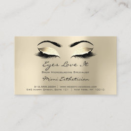 Cartão De Visita Depois das instruções, Lashes Champaigne Dourado