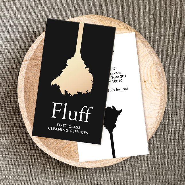 Cartão De Visita Derrame Dourado de pena de limpeza da casa (Criador carregado)