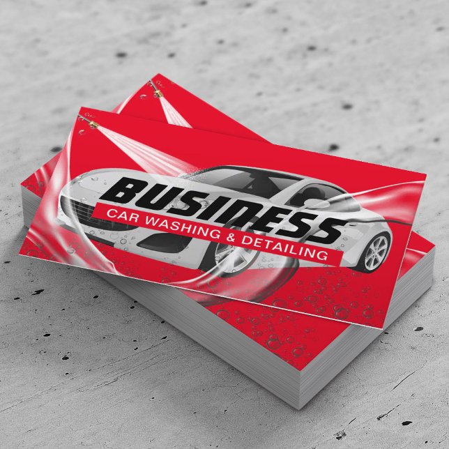 Cartão De Visita Desanexação Automática e Lava AutomóvelVermelho (Criador carregado)