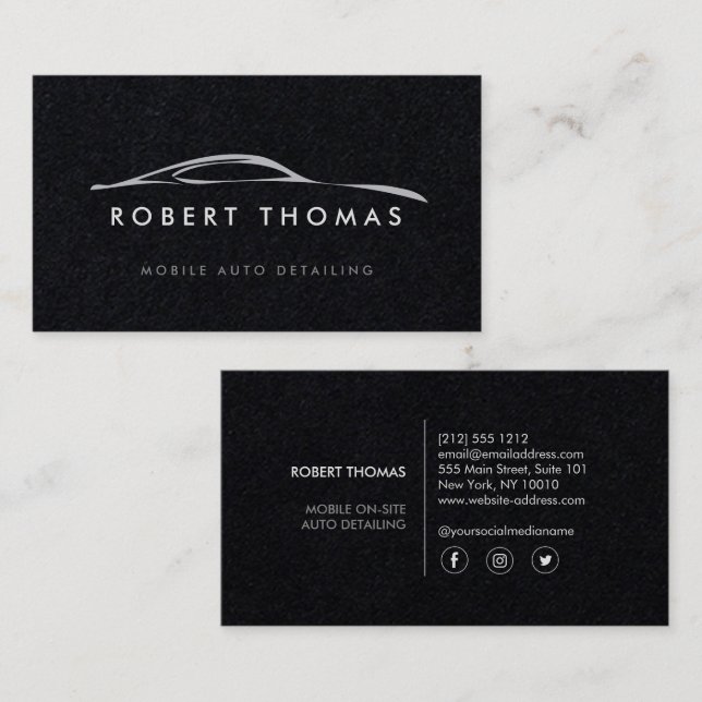 Cartão De Visita Descartar Automaticamente, Reparar em Papel Preto (Frente/Verso)