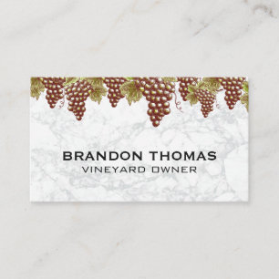 Cartão De Visita Descolagem de Uvas de Vinho  Fundo Marble