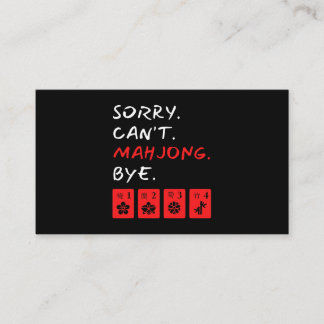 Cartão De Visita Desculpe, Cant Mahjong Bye Jogador Engraçado