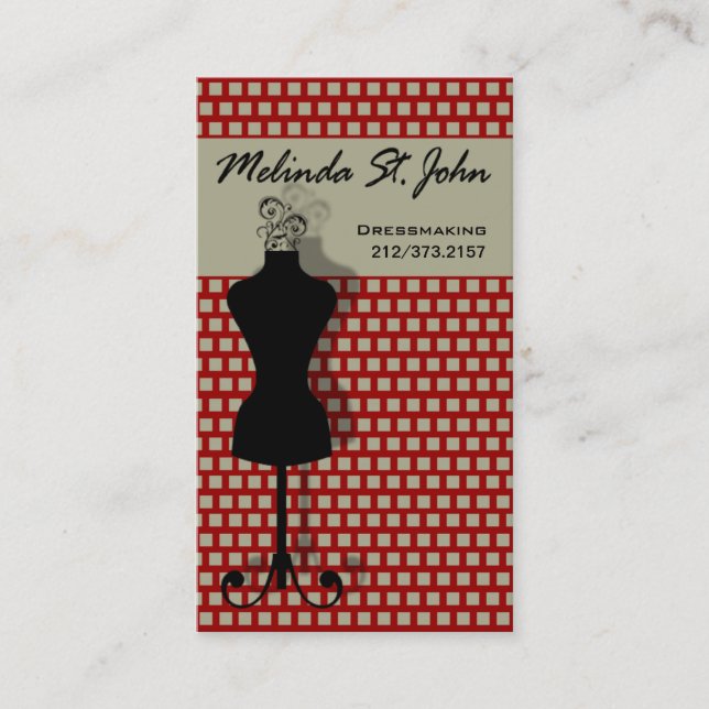 Cartão De Visita Desenhador de moda Sewing do manequim da (Frente)