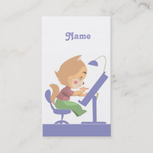 Cartão De Visita Desenhista engraçado do gato