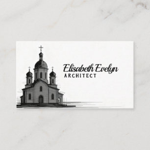 Cartão De Visita Desenho da Igreja Ortodoxa em Fundo Branco