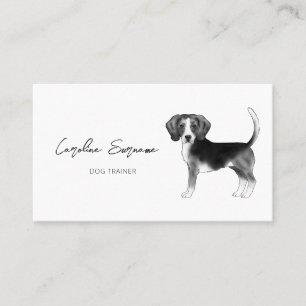 Cartão De Visita Desenho de Cachorro Beagle em Preto e Branco Minim