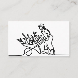 Cartão De Visita desenho de linha de um agricultor ou jardineiro