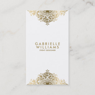 Cartão De Visita Desenho de ornamento dourado feminino ornamentado