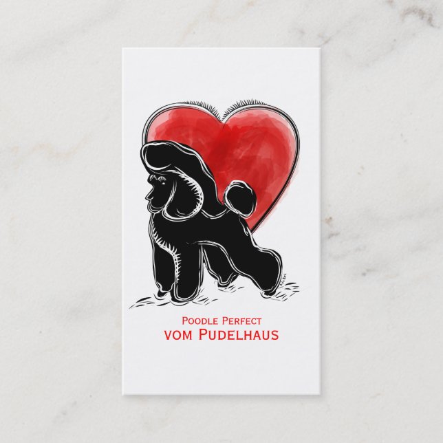 Cartão De Visita Desenho de Poodle (Frente)