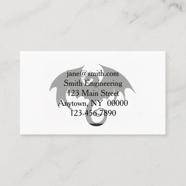 Cartão De Visita Desenho de uma silhueta de dragão preto (Frente)