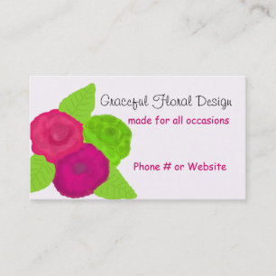 Cartão De Visita Desenho Floral Elegante Flores Ousadas