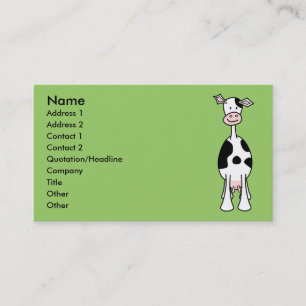 Cartão De Visita Desenhos animados preto e branco da vaca. Parte