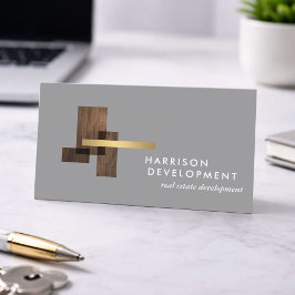 Cartão De Visita Desenvolvedor de Imóveis Luxo Logo Cinza