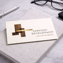 Cartão De Visita Desenvolvedor de Imóveis Luxo Logotipo Marfim