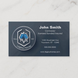 Cartão De Visita Desenvolvedor do Contratante do Construtor Azul Es