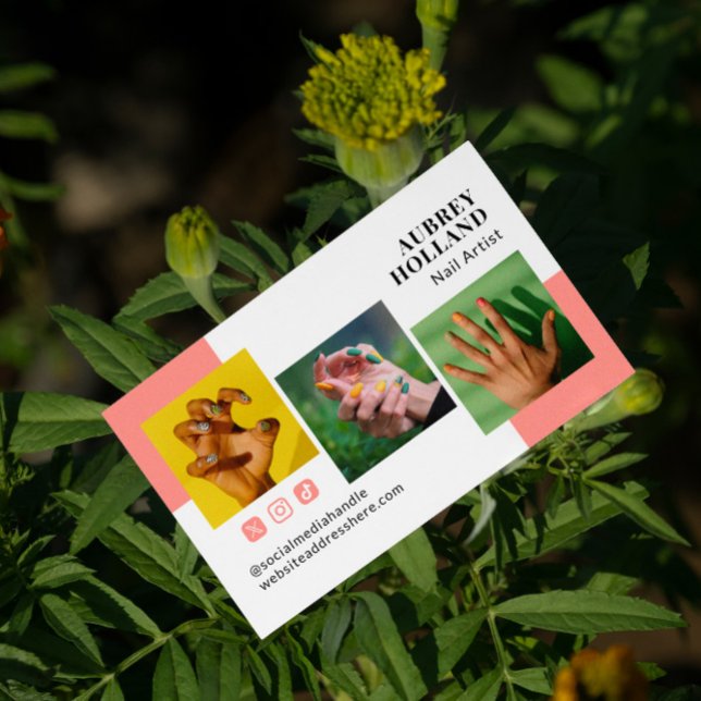Cartão De Visita Desert Flower Pink Fotografias Nail Artista das Re (Criador carregado)