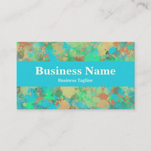 Cartão De Visita Design abstrato das gotas verdes e amarelas modern (Frente)