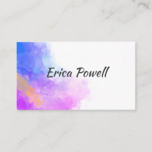 Cartão De Visita design abstrato de aquarela azul e roxa moderna