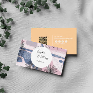 Cartão De Visita Design abstrato elegante com código QR