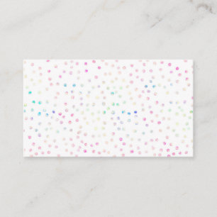 Cartão De Visita Design Branco de Pontos de Confetti Iridescentes E