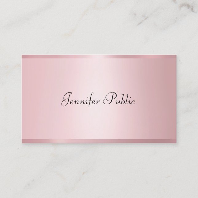 Cartão De Visita Design Canto Moderno com Cor Dourada rosa (Frente)