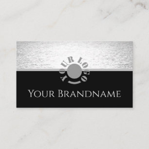 Cartão De Visita Design com Cinza e preto no oceano de prata de cor