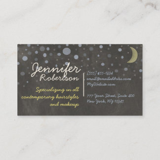 Cartão De Visita Design com estrelas, lua do quadro, giz colorido