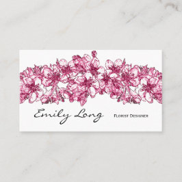 Cartão De Visita Design cor-de-rosa do esboço do arranjo da flor de