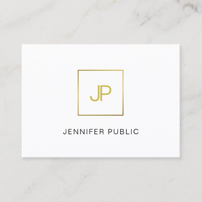 Cartão De Visita Design Criativo Moderno de Monograma Dourado (Frente)