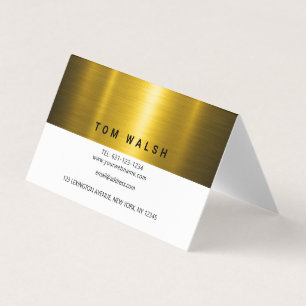 Cartão De Visita Design Customizado Elegante Dourado e Branco