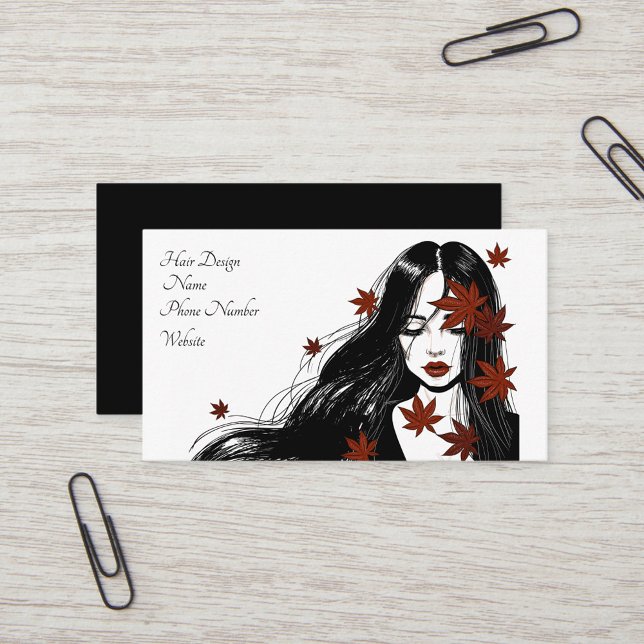 Cartão De Visita Design de cabelo (A stylish business card showcasing a hair design theme.)
