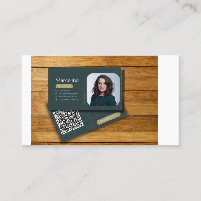 Cartão De Visita Design de código QR dinâmico personalizado moderno (Frente)