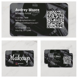 Cartão De Visita Design de Código QR Maquiador