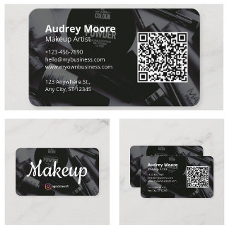 Cartão De Visita Design de Código QR Maquiador