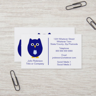 Cartão De Visita Design de Coruja Azul