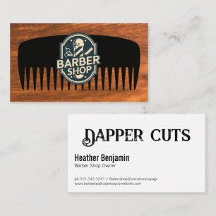 Cartão De Visita Design de Crachá de Barbearia Pente Grão de Ma
