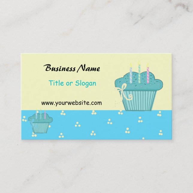 Cartão De Visita Design de Cupcake Azul Fofo (Frente)