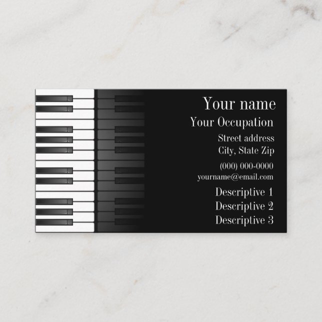 Cartão de visita Design de de teclado branco preto (Frente)