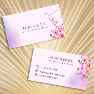 Cartão De Visita Design de estlista de cabelo elegante, cor-de-rosa