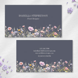 Cartão De Visita Design de Flor de Flores Silvestres em Aquarela El