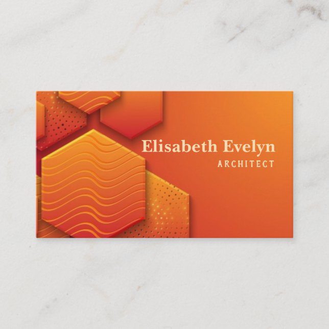 Cartão De Visita design de fundo laranja texturizado em estilo 3d (Frente)