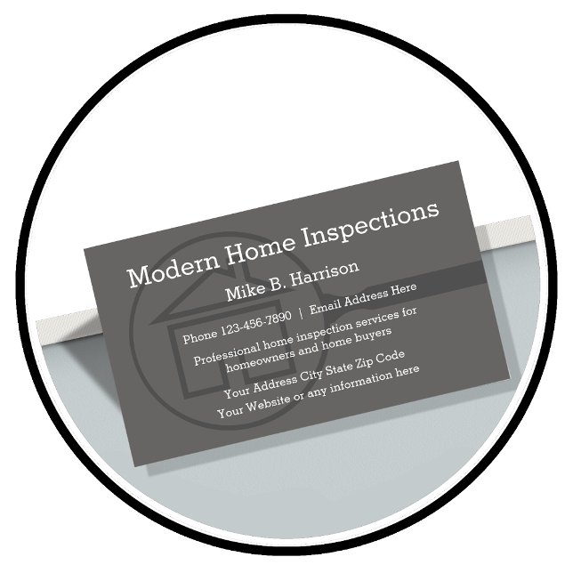 Cartão De Visita Design de inspeção doméstica profissional moderna (Home inspection business cards by Custom Business Templates)