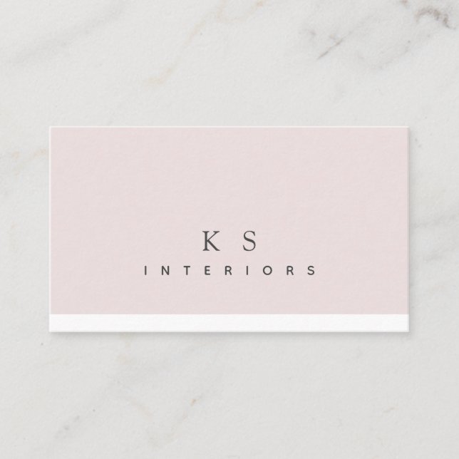 Cartão De Visita Design De Interior Moderno E Blush Mínimo (Frente)