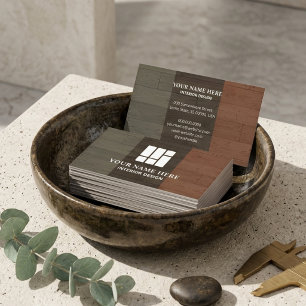 Cartão De Visita Design de Interiores Estética de Textura de Madeir