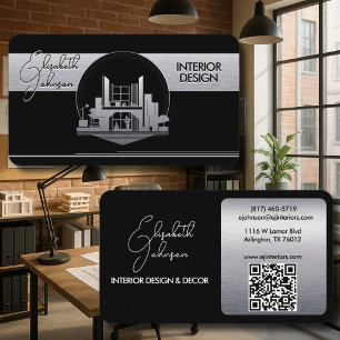Cartão De Visita Design de Interiores ou Logotipo de Arquiteto Pret