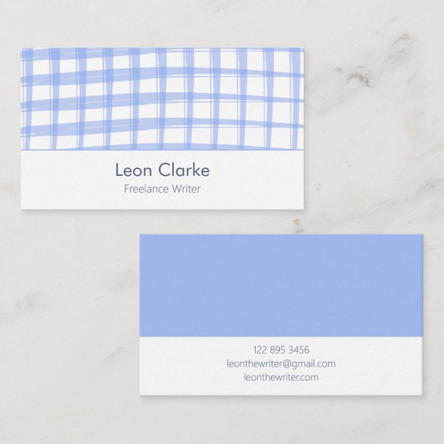 Cartão De Visita Design de Latice Azul Moderno (Frente/Verso)