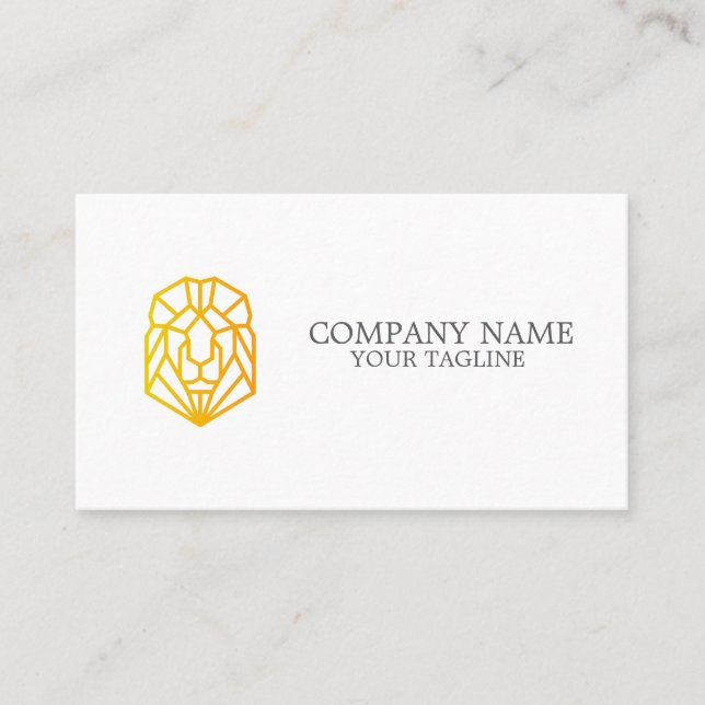 Cartão De Visita design de leão geométrico simples e moderno (Frente)