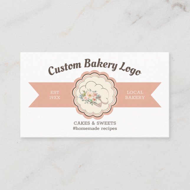 Cartão De Visita Design de Logo de Chef de Pastry com Touca de Pada (Frente)