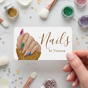 Cartão De Visita Design de Manicure Moderna Artista de Unhas Limpa