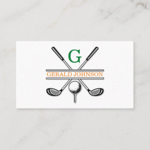 Cartão De Visita Design de monograma de golfe minimalista elegante